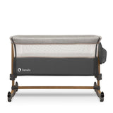 Patut co-sleeper, Lionelo, Leonie, Cu sistem de leganare, Cu setare unghiulara, Reglabil in 5 pozitii pe inaltime, Conform cu standardele europeane de securitate EN1130 si EN16890, Grey Stone