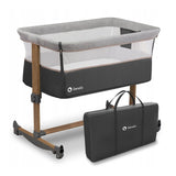 Patut co-sleeper, Lionelo, Leonie, Cu sistem de leganare, Cu setare unghiulara, Reglabil in 5 pozitii pe inaltime, Conform cu standardele europeane de securitate EN1130 si EN16890, Grey Stone
