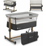 Patut co-sleeper, Lionelo, Leonie, Cu sistem de leganare, Cu setare unghiulara, Reglabil in 5 pozitii pe inaltime, Conform cu standardele europeane de securitate EN1130 si EN16890, Grey Stone