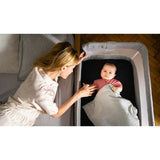 Patut co-sleeper, Lionelo, Leonie, Cu sistem de leganare, Cu setare unghiulara, Reglabil in 5 pozitii pe inaltime, Conform cu standardele europeane de securitate EN1130 si EN16890, Grey Stone