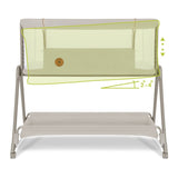 Patut co-sleeper, Lionelo, Luna, 2 in 1, Cu laterala culisanta, Cu setare unghiulara, Cu roti, Reglabil in 6 pozitii pe inaltime, Bej