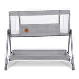 Patut co-sleeper, Lionelo, Luna, 2 in 1, Cu laterala culisanta, Cu setare unghiulara, Cu roti, Reglabil in 6 pozitii pe inaltime, Gri deschis