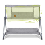 Patut co-sleeper, Lionelo, Luna, 2 in 1, Cu laterala culisanta, Cu setare unghiulara, Cu roti, Reglabil in 6 pozitii pe inaltime, Gri deschis