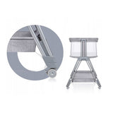 Patut co-sleeper, Lionelo, Luna, 2 in 1, Cu laterala culisanta, Cu setare unghiulara, Cu roti, Reglabil in 6 pozitii pe inaltime, Gri deschis