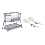 Patut co-sleeper, Lionelo, Luna, 2 in 1, Cu laterala culisanta, Cu setare unghiulara, Cu roti, Reglabil in 6 pozitii pe inaltime, Gri deschis