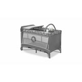 Patut pliant, Lionelo, Flower, Cu doua nivele, Masuta de infasat, Bara cu jucarii, Fereastra laterala, 120x60 cm, Certificari EN 716/12221, Gri