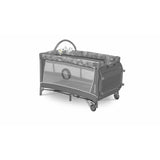 Patut pliant, Lionelo, Flower, Cu doua nivele, Masuta de infasat, Bara cu jucarii, Fereastra laterala, 120x60 cm, Certificari EN 716/12221, Gri