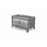 Patut pliant, Lionelo, Flower, Cu doua nivele, Masuta de infasat, Bara cu jucarii, Fereastra laterala, 120x60 cm, Certificari EN 716/12221, Gri