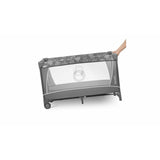 Patut pliant, Lionelo, Flower, Cu doua nivele, Masuta de infasat, Bara cu jucarii, Fereastra laterala, 120x60 cm, Certificari EN 716/12221, Gri