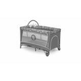 Patut pliant, Lionelo, Flower, Cu doua nivele, Masuta de infasat, Bara cu jucarii, Fereastra laterala, 120x60 cm, Certificari EN 716/12221, Gri