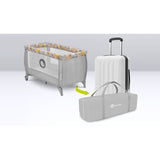 Patut pliant, Lionelo, Stefi Plus, Cu doua nivele, Cu intrare laterala cu fermoar, 2 roti, 120 x 60 cm, Conform cu standardul european de securitate EN 716, Roz/Galben