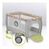 Patut pliant, Lionelo, Stefi Plus, Cu doua nivele, Cu intrare laterala cu fermoar, 2 roti, 120 x 60 cm, Conform cu standardul european de securitate EN 716, Roz/Galben