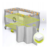 Patut pliant, Lionelo, Stefi Plus, Cu doua nivele, Cu intrare laterala cu fermoar, 2 roti, 120 x 60 cm, Conform cu standardul european de securitate EN 716, Roz/Galben