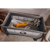 Patut pliant, Lionelo, Stefi Plus, Cu doua nivele, Cu intrare laterala cu fermoar, 2 roti, 120 x 60 cm, Conform cu standardul european de securitate EN 716, Roz/Galben