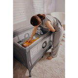 Patut pliant, Lionelo, Stefi Plus, Cu doua nivele, Cu intrare laterala cu fermoar, 2 roti, 120 x 60 cm, Conform cu standardul european de securitate EN 716, Roz/Galben