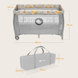 Patut pliant, Lionelo, Stefi Plus, Cu doua nivele, Cu intrare laterala cu fermoar, 2 roti, 120 x 60 cm, Conform cu standardul european de securitate EN 716, Roz/Galben