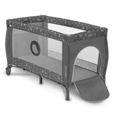 Patut pliant, Lionelo, Sven Plus, 120x60 cm, Cu doua nivele, Cu arcada jucarii, masuta de infasat, vibratii, melodii, conform cu standardele europeane de securitate EN716 si EN12221, Grey