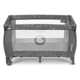 Patut pliant, Lionelo, Sven Plus, 120x60 cm, Cu doua nivele, Cu arcada jucarii, masuta de infasat, vibratii, melodii, conform cu standardele europeane de securitate EN716 si EN12221, Grey