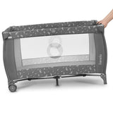 Patut pliant, Lionelo, Sven Plus, 120x60 cm, Cu doua nivele, Cu arcada jucarii, masuta de infasat, vibratii, melodii, conform cu standardele europeane de securitate EN716 si EN12221, Grey