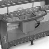 Patut pliant, Lionelo, Sven Plus, 120x60 cm, Cu doua nivele, Cu arcada jucarii, masuta de infasat, vibratii, melodii, conform cu standardele europeane de securitate EN716 si EN12221, Grey