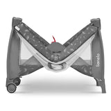 Patut pliant, Lionelo, Sven Plus, 120x60 cm, Cu doua nivele, Cu arcada jucarii, masuta de infasat, vibratii, melodii, conform cu standardele europeane de securitate EN716 si EN12221, Grey