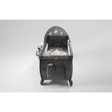 Patut pliant, Lionelo, Sven Plus, 120x60 cm, Cu doua nivele, Cu arcada jucarii, masuta de infasat, vibratii, melodii, conform cu standardele europeane de securitate EN716 si EN12221, Grey