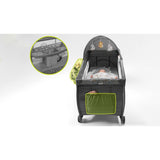 Patut pliant, Lionelo, Sven Plus, 120x60 cm, Cu doua nivele, Cu arcada jucarii, masuta de infasat, vibratii, melodii, conform cu standardele europeane de securitate EN716 si EN12221, Grey