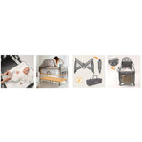 Patut pliant, Lionelo, Sven Plus, 120x60 cm, Cu doua nivele, Cu arcada jucarii, masuta de infasat, vibratii, melodii  conform cu standardele europeane de securitate EN716 si EN12221, Grey Scandi