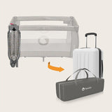 Patut pliant, Lionelo, Sven Plus, 120x60 cm, Cu doua nivele, Cu arcada jucarii, masuta de infasat, vibratii, melodii  conform cu standardele europeane de securitate EN716 si EN12221, Grey Scandi