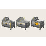 Patut pliant, Lionelo, Sven Plus, 120x60 cm, Cu doua nivele, Cu arcada jucarii, masuta de infasat  vibratii, melodii, conform cu standardele europeane de securitate EN716 si EN12221, Yellow Scandi