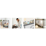 Patut pliant, Lionelo, Sven Plus, 120x60 cm, Cu doua nivele, Cu arcada jucarii, masuta de infasat  vibratii, melodii, conform cu standardele europeane de securitate EN716 si EN12221, Yellow Scandi