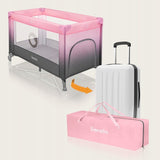 Patut pliant, Lionelo, Stefi, Cu un nivel, Cu intrare laterala cu fermoar, 2 roti, 120x60 cm, Conform cu standardul european de securitate EN 716, Roz Ombre