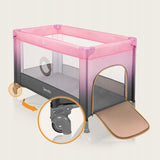 Patut pliant, Lionelo, Stefi, Cu un nivel, Cu intrare laterala cu fermoar, 2 roti, 120x60 cm, Conform cu standardul european de securitate EN 716, Roz Ombre