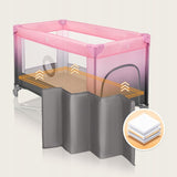 Patut pliant, Lionelo, Stefi, Cu un nivel, Cu intrare laterala cu fermoar, 2 roti, 120x60 cm, Conform cu standardul european de securitate EN 716, Roz Ombre