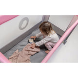 Patut pliant, Lionelo, Stefi, Cu un nivel, Cu intrare laterala cu fermoar, 2 roti, 120x60 cm, Conform cu standardul european de securitate EN 716, Roz Ombre