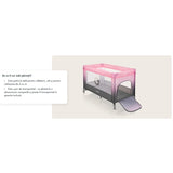 Patut pliant, Lionelo, Stefi, Cu un nivel, Cu intrare laterala cu fermoar, 2 roti, 120x60 cm, Conform cu standardul european de securitate EN 716, Roz Ombre