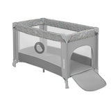 Patut pliant, Lionelo, Stefi, Cu un nivel, Cu intrare laterala cu fermoar, 2 roti, 120x60 cm, Conform cu standardul european de securitate EN 716, Grey