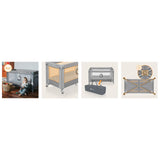 Patut pliant, Lionelo, Stefi, Cu un nivel, Cu intrare laterala cu fermoar, 2 roti, 120x60 cm, Conform cu standardul european de securitate EN 716, Grey