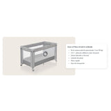 Patut pliant, Lionelo, Stefi, Cu un nivel, Cu intrare laterala cu fermoar, 2 roti, 120x60 cm, Conform cu standardul european de securitate EN 716, Grey