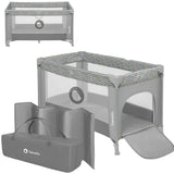 Patut pliant, Lionelo, Stefi, Cu un nivel, Cu intrare laterala cu fermoar, 2 roti, 120x60 cm, Conform cu standardul european de securitate EN 716, Grey