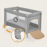 Patut pliant, Lionelo, Stefi, Cu un nivel, Cu intrare laterala cu fermoar, 2 roti, 120x60 cm, Conform cu standardul european de securitate EN 716, Grey