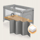 Patut pliant, Lionelo, Stefi, Cu un nivel, Cu intrare laterala cu fermoar, 2 roti, 120x60 cm, Conform cu standardul european de securitate EN 716, Grey