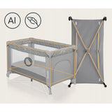 Patut pliant, Lionelo, Stefi, Cu un nivel, Cu intrare laterala cu fermoar, 2 roti, 120x60 cm, Conform cu standardul european de securitate EN 716, Grey