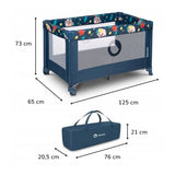 Patut pliant, Lionelo, Stefi, Cu un nivel, Cu intrare laterala cu fermoar, 2 roti, 120x60 cm, Conform cu standardul european de securitate EN 716, Blue Navy