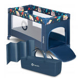 Patut pliant, Lionelo, Stefi, Cu un nivel, Cu intrare laterala cu fermoar, 2 roti, 120x60 cm, Conform cu standardul european de securitate EN 716, Blue Navy