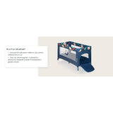 Patut pliant, Lionelo, Stefi, Cu un nivel, Cu intrare laterala cu fermoar, 2 roti, 120x60 cm, Conform cu standardul european de securitate EN 716, Blue Navy