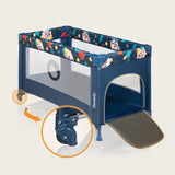 Patut pliant, Lionelo, Stefi, Cu un nivel, Cu intrare laterala cu fermoar, 2 roti, 120x60 cm, Conform cu standardul european de securitate EN 716, Blue Navy