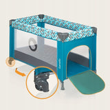 Patut pliant, Lionelo, Stefi, Cu un nivel, Cu intrare laterala cu fermoar, 2 roti, 120x60 cm, Conform cu standardul european de securitate EN 716, Turquoise