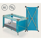 Patut pliant, Lionelo, Stefi, Cu un nivel, Cu intrare laterala cu fermoar, 2 roti, 120x60 cm, Conform cu standardul european de securitate EN 716, Turquoise
