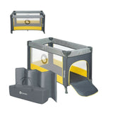 Patut pliant, Lionelo, Stefi, Cu un nivel, Cu intrare laterala cu fermoar, 2 roti, 120x60 cm, Conform cu standardul european de securitate EN 716, Yellow Lemon